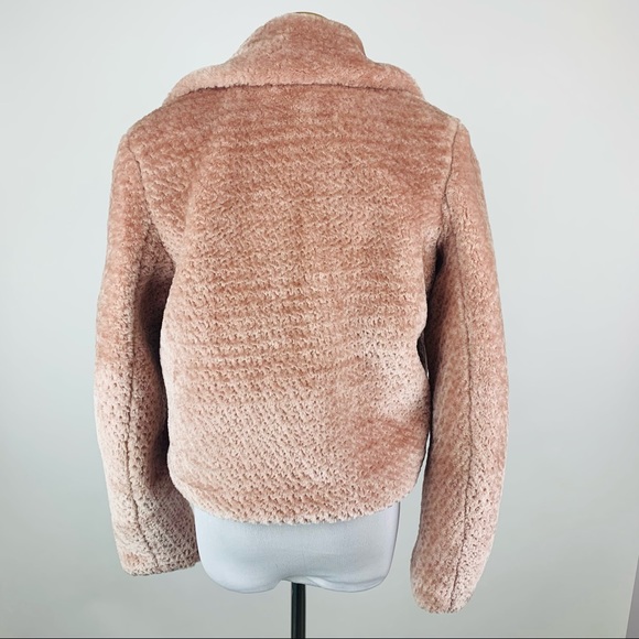 Lulu’s Cozy Business Pink Faux Fur Moto Jacket S - Picture 7 of 12